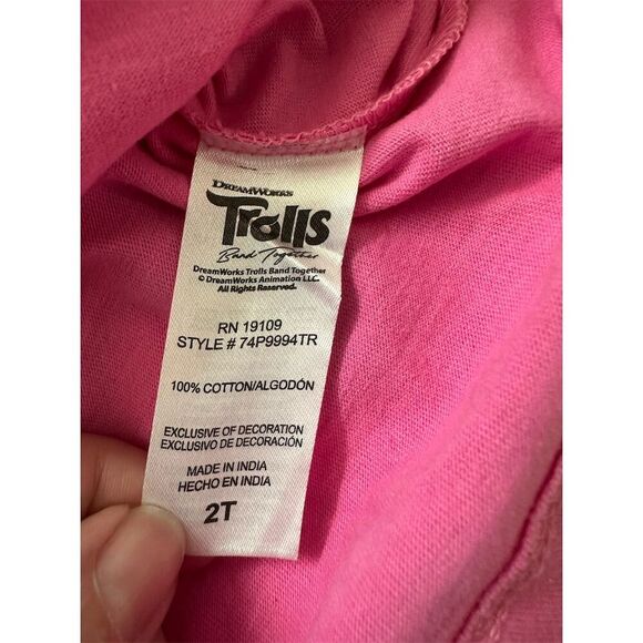 DreamWorks Trolls Poppy Toddler Girls Pink T-Shirt 2T Graphic Tee - Picture 4 of 5